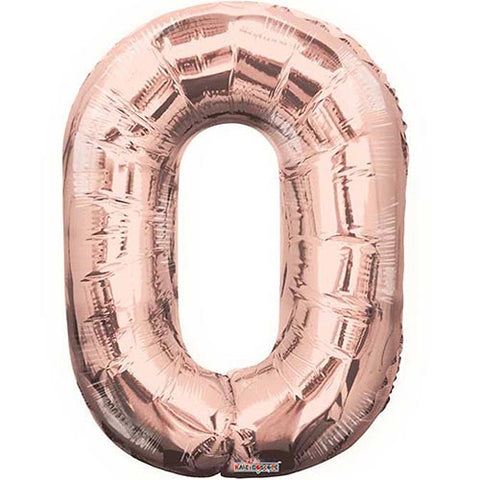 Giant Rose Gold Number 0 Foil Balloon 34"