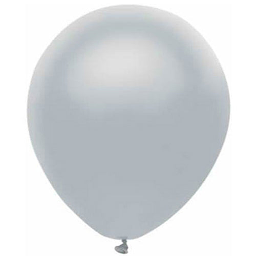 Partymate 10 Shinning Platinum Latex Balloons 12" Made In USA