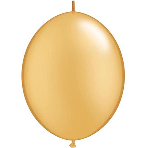 12" Qualatex Gold Quick Link Latex Balloons 50