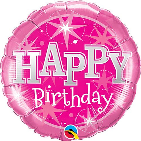 3 Pink Happy Birthday Foil Balloons 18"