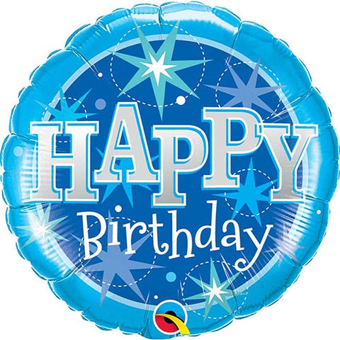 3 Blue Happy Birthday Foil Balloons 18"