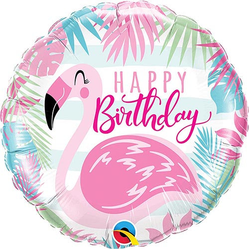 3 Flamingo Happy Birthday Foil Balloons 18"