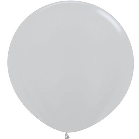 4 Metallic Silver Round Latex Balloons 24"