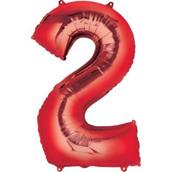 Red Number 2 Foil Balloon
