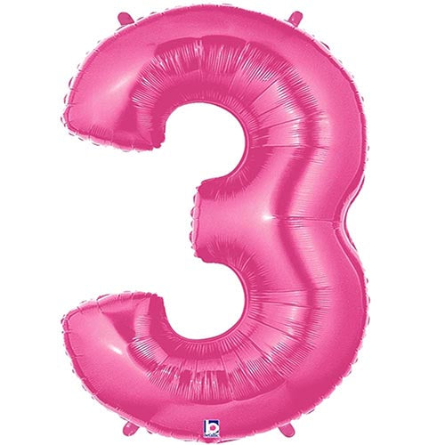Megaloon Pink Number 3 Foil Balloon 40"