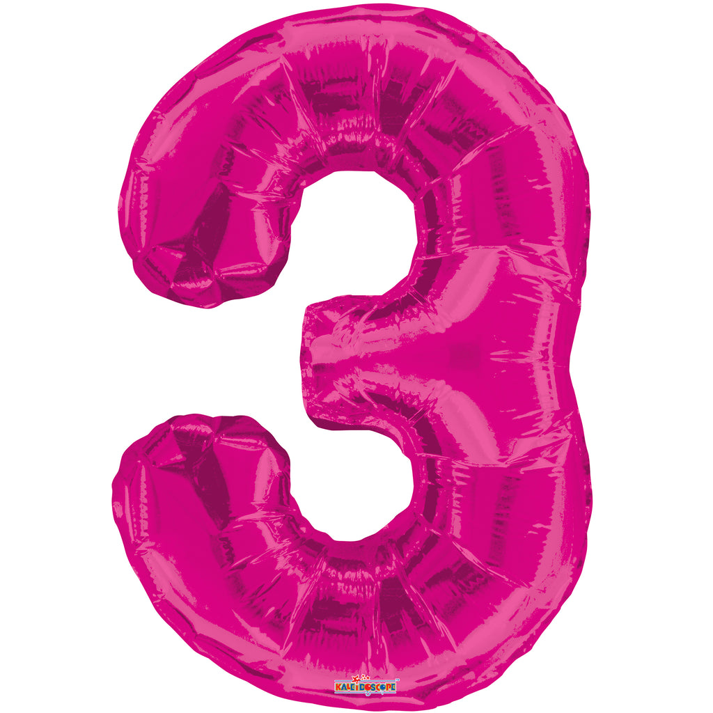 Giant Pink Number 3 Foil Balloon 34"