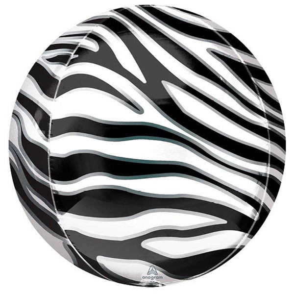3 Zebra Print Orbz Foil Balloons 16" Pack