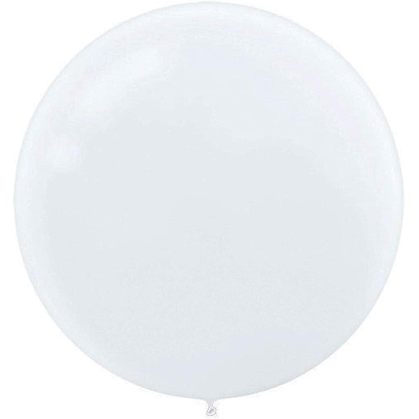 4 White Round Latex Balloons 24"