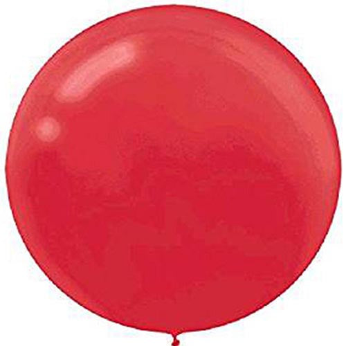 4 Apple Red Round Latex Balloons 24"