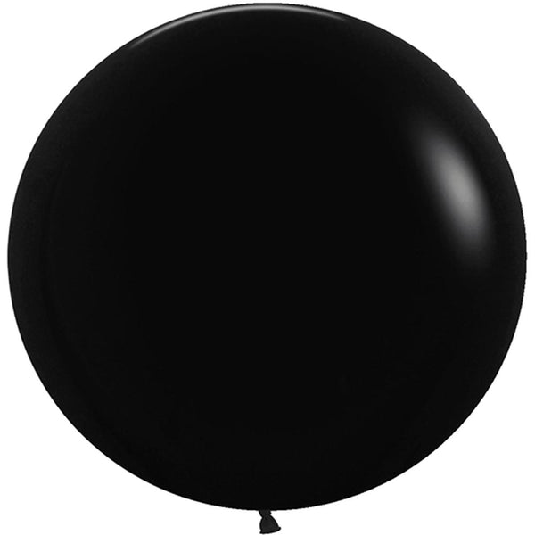 4 Black Round Latex Balloons 24"