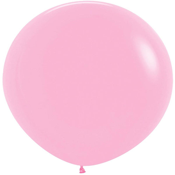 4 Fashion Bubble Gum Pink Round Latex Balloons 24"