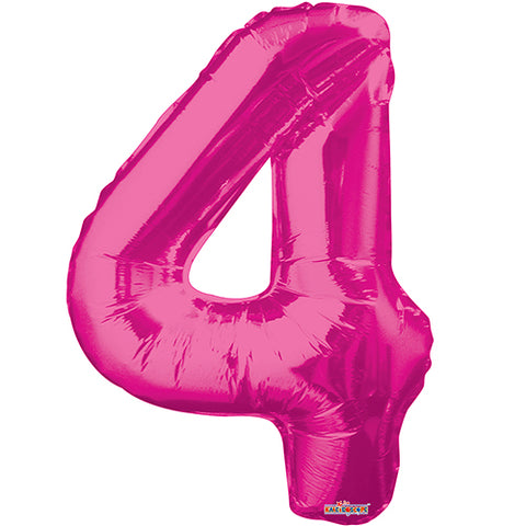Giant Pink Number 4 Foil Balloon 34"