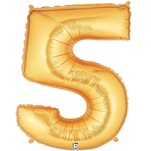 Megaloon Gold Number 5 Foil Balloon 40"