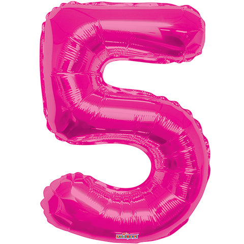 Giant Pink Number 5 Foil Balloon 34"