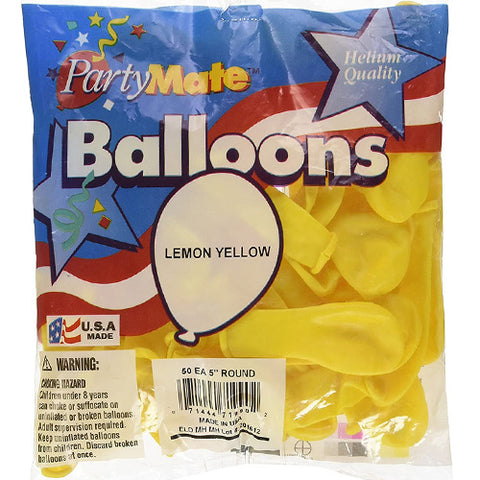 5" Partymate Latex Balloons Lemon Yellow 50ct