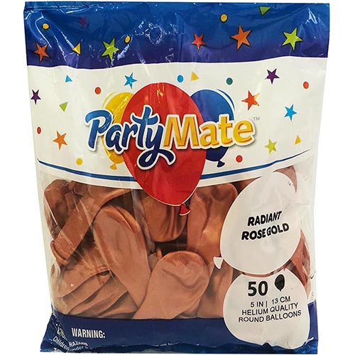5" Partymate Latex Balloons Radiant Rose Gold 50ct