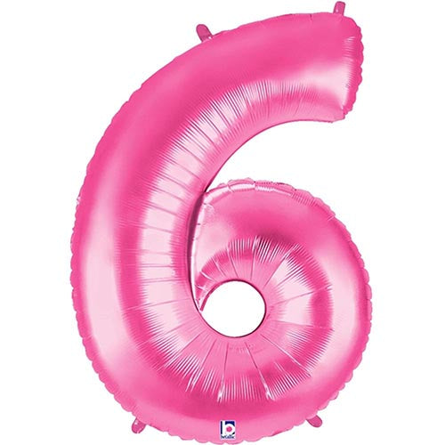 Megaloon Pink Number 6 Foil Balloon 40"