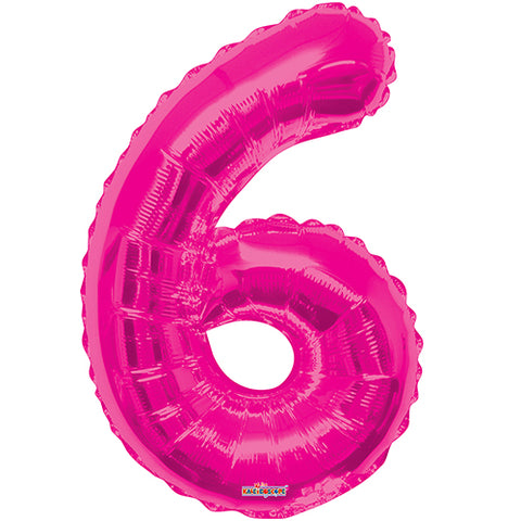 Giant Pink Number 6 Foil Balloon 34"