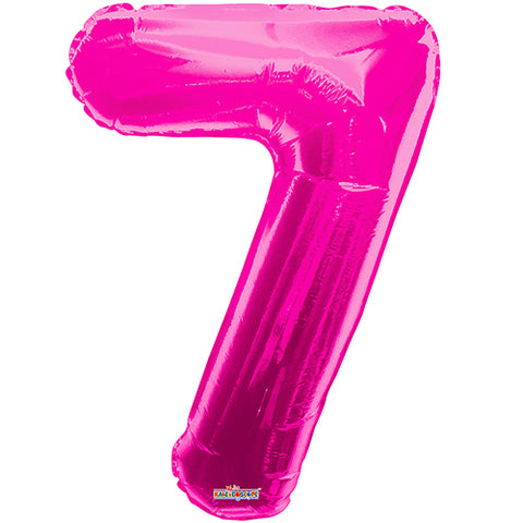 Giant Pink Number 7 Foil Balloon 34"