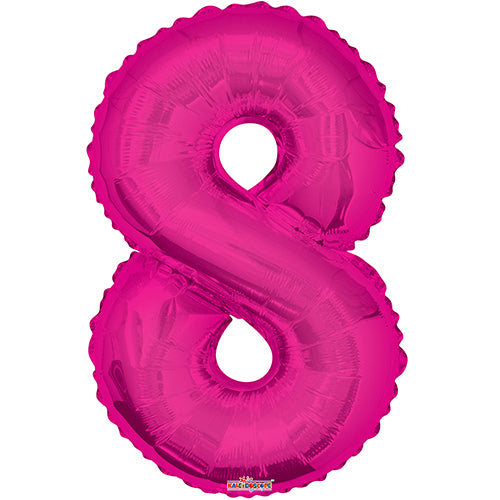Giant Pink Number 8 Foil Balloon 34"