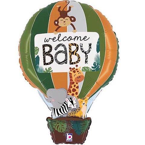 Jungle Animals Welcome Baby Foil Balloon 24"