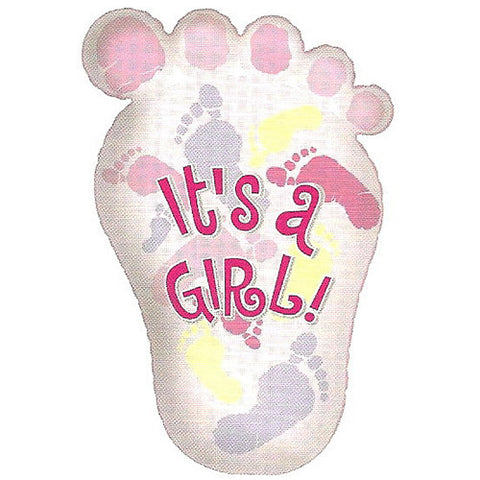 Baby Girl Footprint Super Shape Pink Foil / Mylar Balloon 28" ( 1 Balloon )