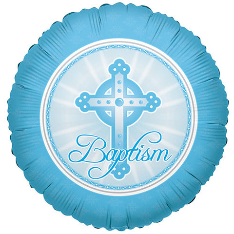 18" Baptism Cross Theme Blue Foil Balloon ( 3 Balloons )