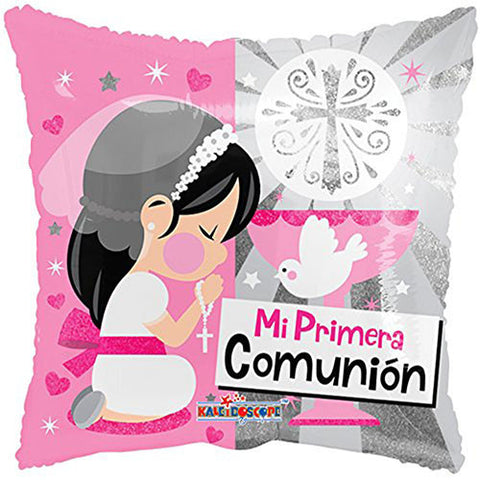 3 Mi Primera Comunion SpanishTheme Para Nina Pink Foil Balloon 18"