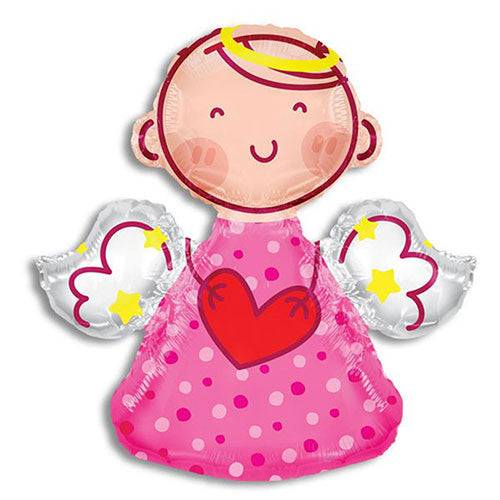 Jumbo Baby Angel Shape Baptism/Communion Theme NON Foil Balloons 28 " Pink
