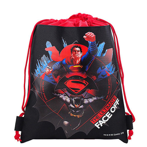 Batman vs Superman Character Authentic Licensed Black Drawstring Bag