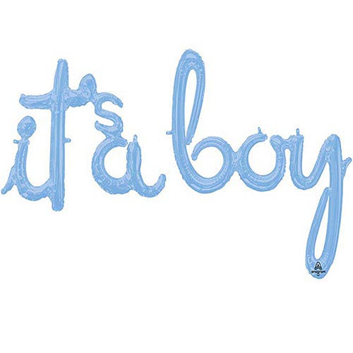 Blue Mini Shape Air Filled Script Phrase " It's a Boy " Foil Balloon 56 Inch