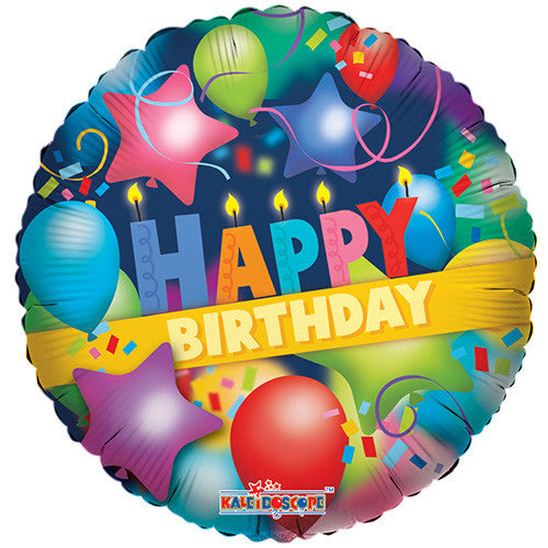 18" Happy Birthday Party Theme Foil / Mylar Balloons ( 6 Balloons )