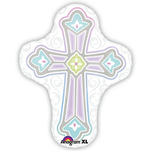 Jumbo Cross Baptism / Communion Theme Foil Balloon 28 "