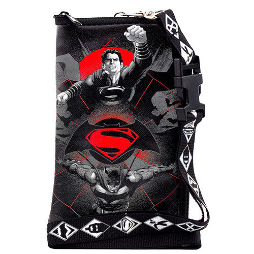 Batman Vs Superman Dawn Justice Heroes Black Lanyard With Detachable Purse