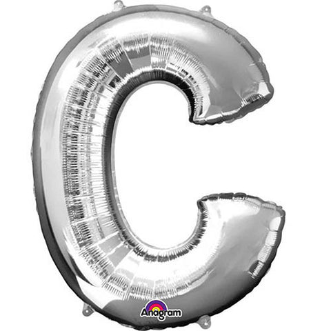 Giant Silver Letter C Foil Balloon 32"