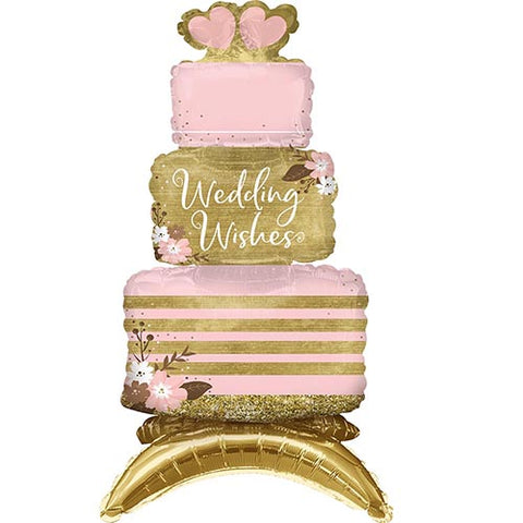 Wedding cake centerpiece air filled  foil balloon 25" tall