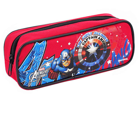 Captain America Character Single Zipper Red Pencil Case