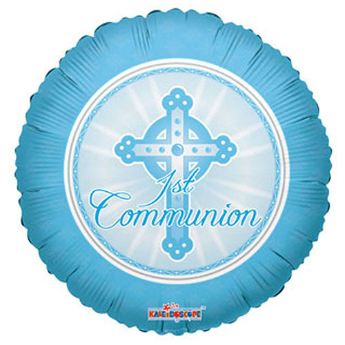 3 First Communion Theme Blue Cross Foil Balloon 18"