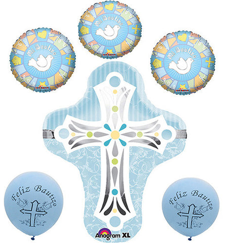 Baptism Blue Foil / Mylar and Latex Balloons Valued Pack ( 6 Balloons )