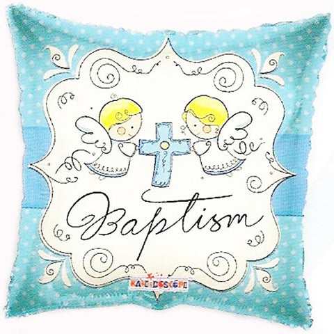 18" Baptism Cute Angels Theme Blue Foil Balloon ( 3 Balloons )