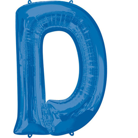 Giant Blue Letter D Foil Balloon 33"