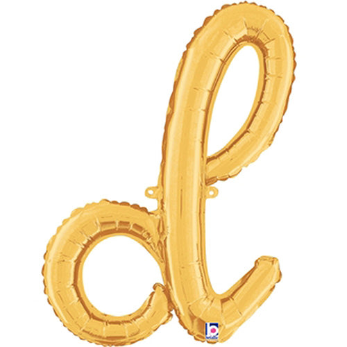 Gold Script Letter D Foil Balloon 24"