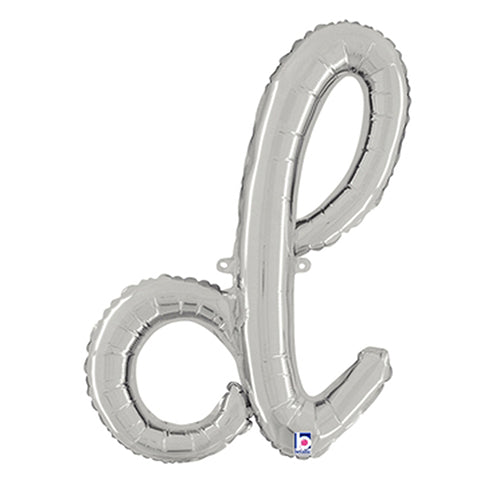 Silver Script Letter D Foil Balloon 24"