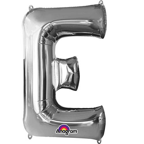 Giant Silver Letter E Foil Balloon 32"