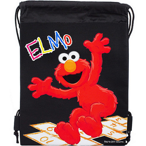 Elmo Sesame Street Character Licensed Black Drawstring Bag