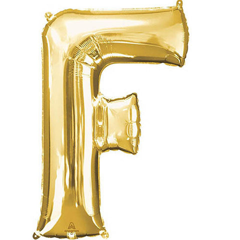 Giant Gold Letter F Foil Balloon 32"