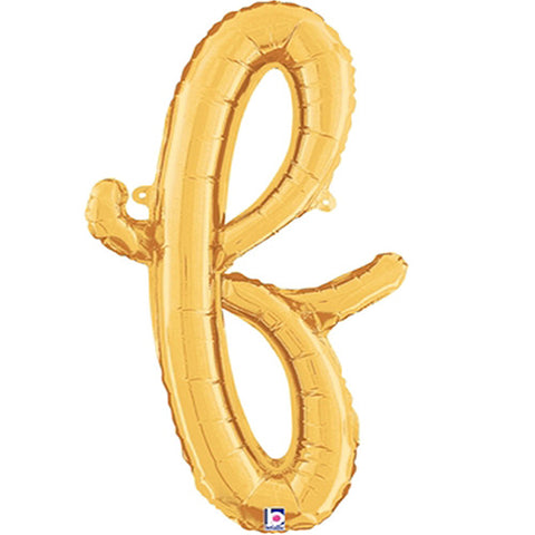 Gold Script Letter F Foil Balloon 24"