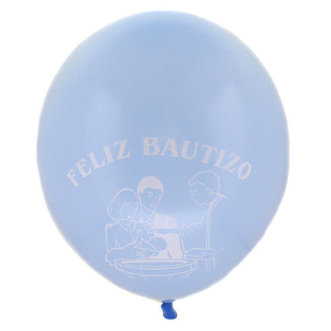 Latex 11" Blue " Feliz Bautizo " Spanish Theme Balloon 12ct