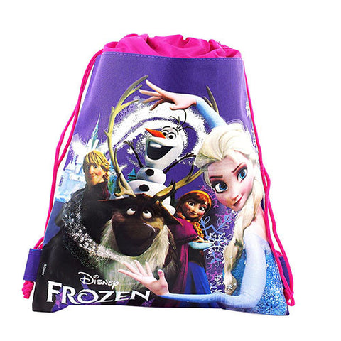 Frozen All Character Authentic Licensed Purple Drawstring Bag