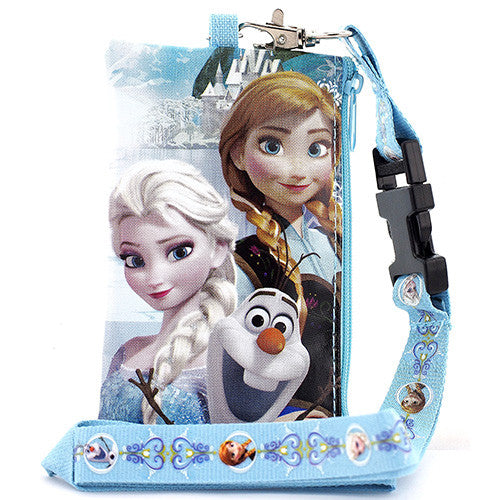 Frozen Anna Elsa and Olaf Snow Blue Lanyard with Detachable Coin Purse